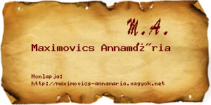 Maximovics Annamária névjegykártya